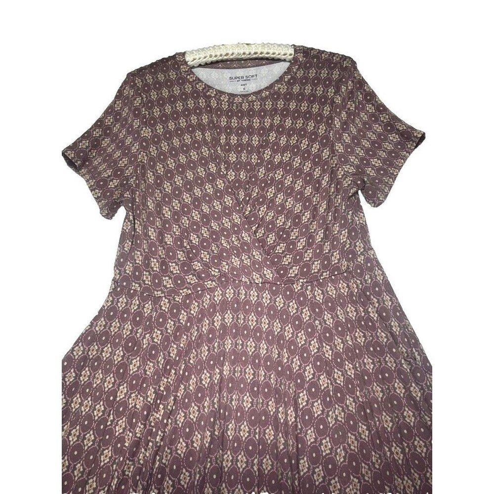Torrid Mauve Pink Aztec print Waist Overlap Midi Dress Short Sleeve Size L - Picture 6 of 11